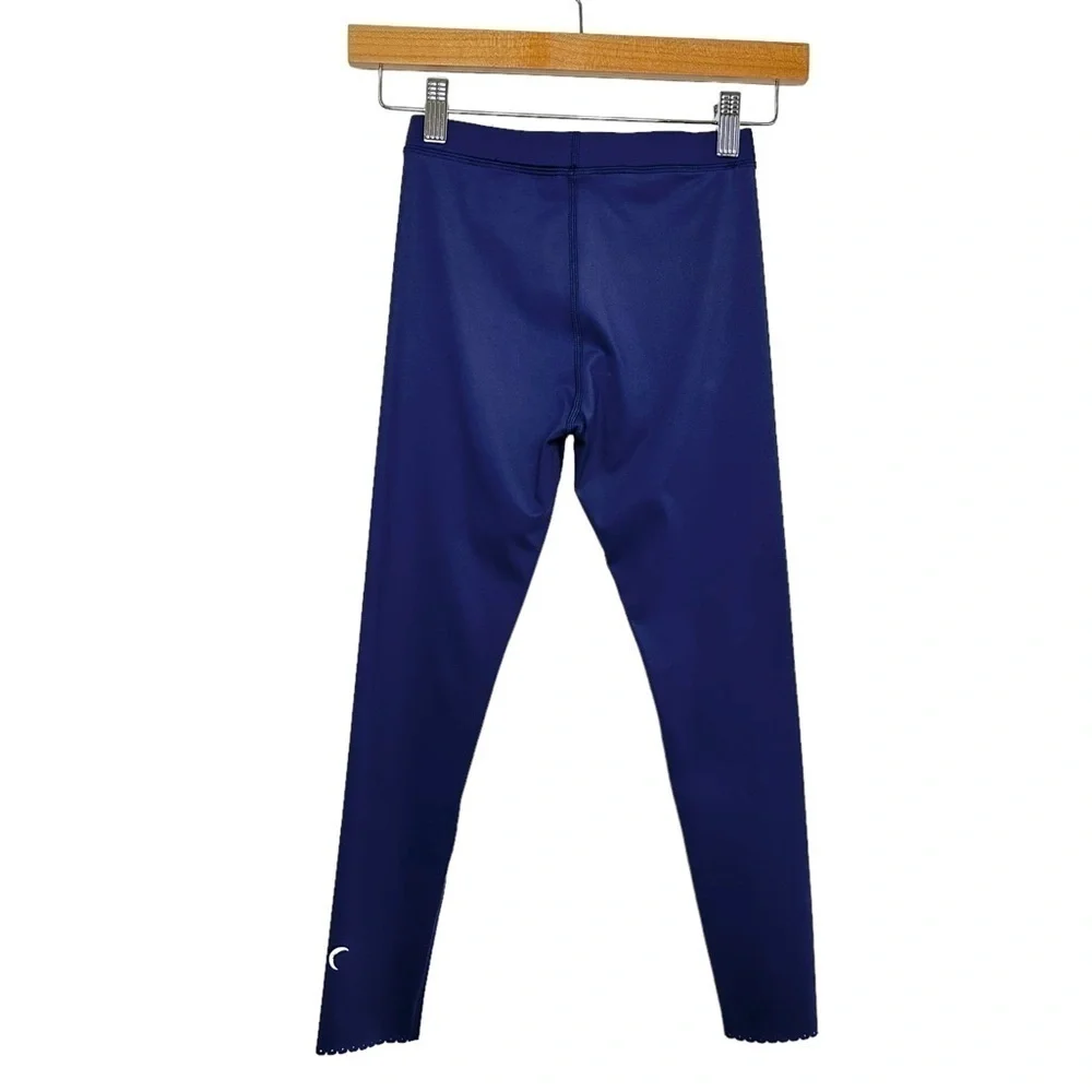 Zyia Active Girls Leggings Size 10-11 Blue Scalloped Ankles Gymnastics Dance